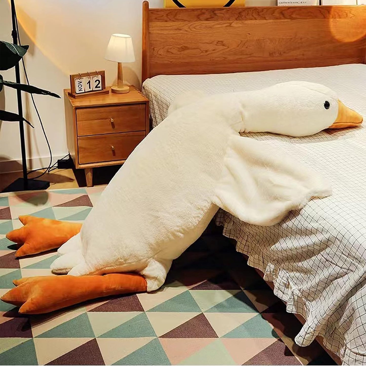 Grande cuscino peluche oca bianca