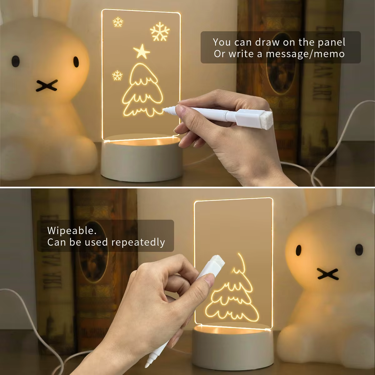 Lavagna Messaggi in Acrilico LED con Alimentazione USB